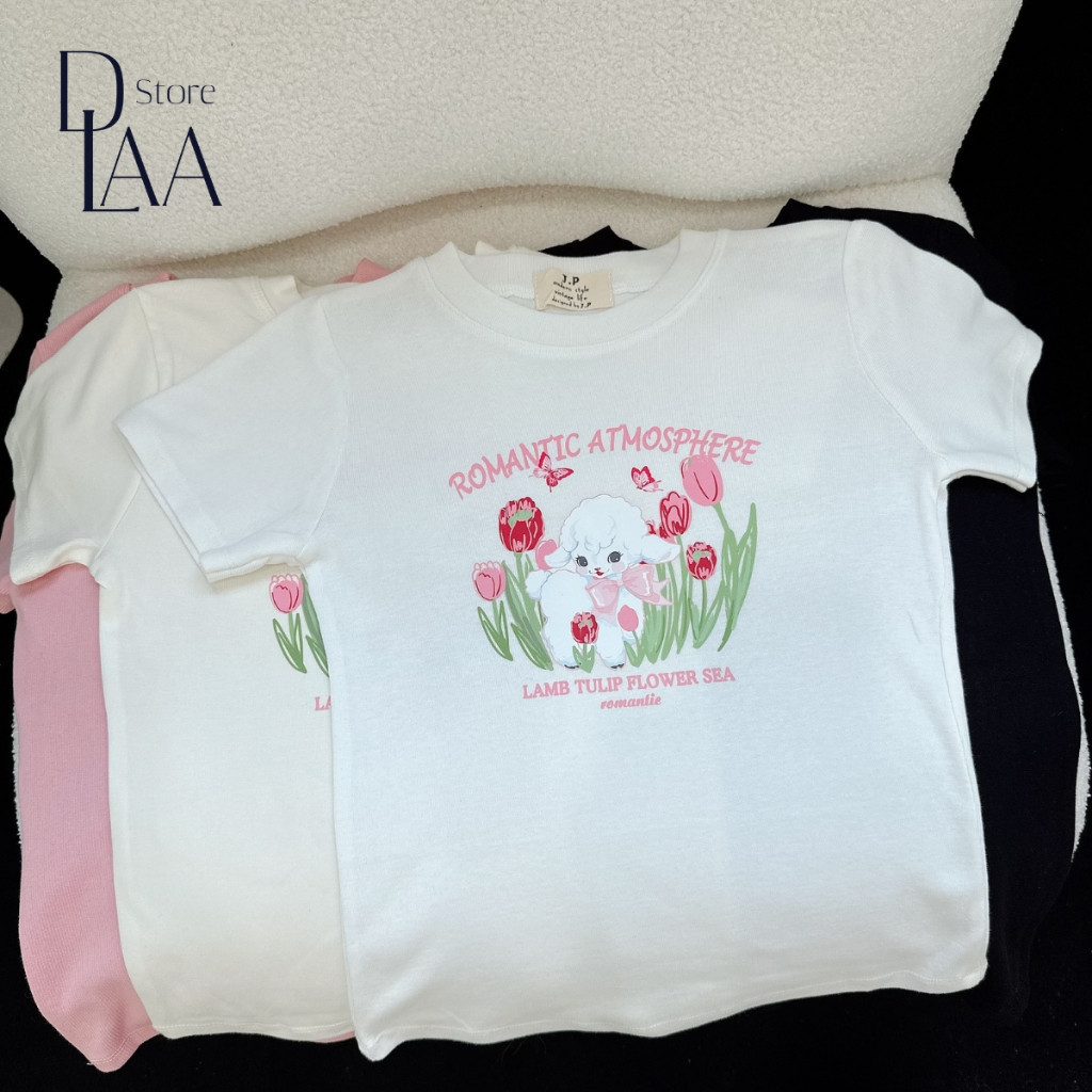 [Mã FADEP2903 giảm đến 30k đơn từ 99k] Áo Thun Baby Tee  In Hình ROMANTIC TULIP A5930