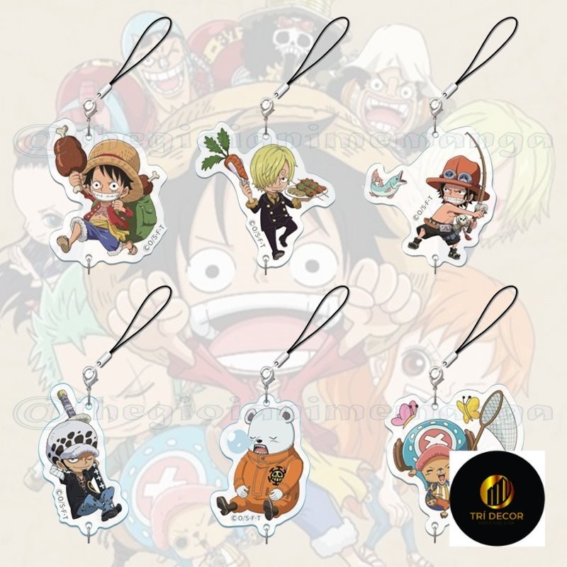 Móc dây treo điện thoại ONE PIECE ver HOẠT ĐỘNG anime chibi popsocket griptok mica acrylic tiện lợi xinh xắn
