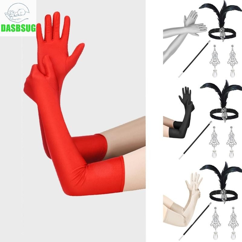 Dassbsug 1920 Nữ Flapper Phụ Kiện Gatsby Trang Phục Tiệc Lông Vũ Băng Đô Bông Tai