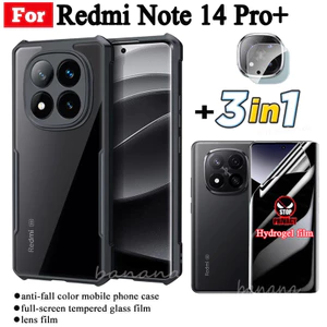 3in1 Redmi Note 14 Pro + Ốp Điện Thoại Di Động Chống Rơi Cho Redmi Note 14 Note 13 Pro Plus Full Cover Mềm Bảo Mật Chống Nhìn Trộm Hydrogel Phim Bảo Vệ Màn Hình