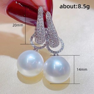 S925 Bạc Ngọc Trai Zircon Bông Tai Trang Sức Thời Trang Đơn Giản Quà Tặng Nữ