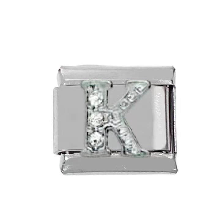 Vòng tay quyến rũ bằng thép không gỉ 304 DIY mô-đun chữ cái tiếng Anh italy quyến rũ vòng tay đàn hồi bằng thép không gỉ