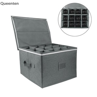 Hộp lưu trữ thủy tinh rượu vang Queenten có ngăn chia, Hộp lưu trữ Thùng đựng đồ thân cứng có nắp đậy Giữ 12 ly rượu QT