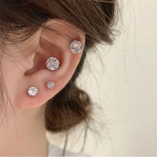 Sfse - Móng tay tai pha lê tỏa sáng - Bông tai kẹp nam châm - Thanh lịch - Bông tai đính đá Zircon tròn - Bộ bông tai kẹp chống xuyên - Từ tính - Dành cho nam nữ - Phụ kiện trang sức