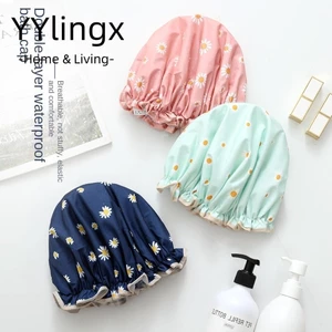 YYlingx Mũ tắm, Satin + Peva Chất liệu khăn trùm đầu tắm hai lớp, chống thấm nước nhiều màu co giãn mũ dầu Lady