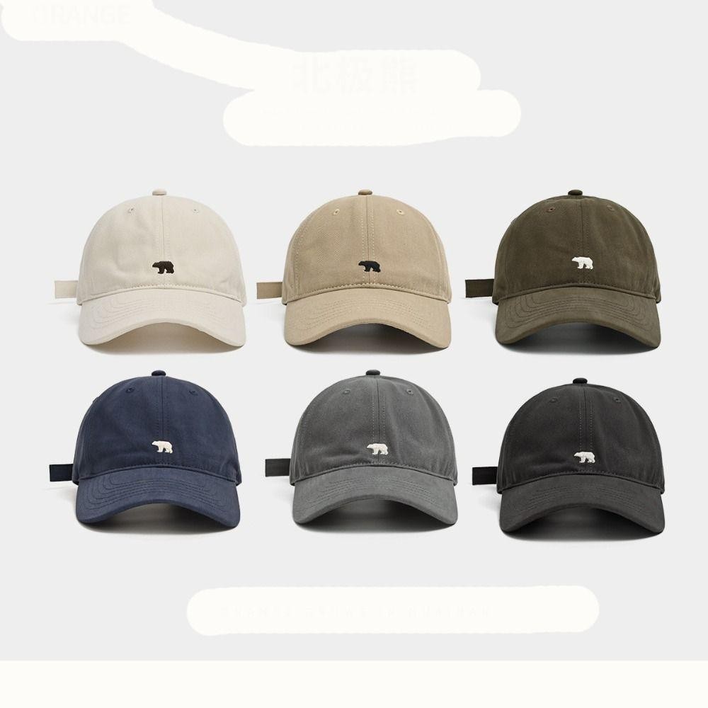 Mũ bóng chày CPINCP thêu gấu Bắc Cực, vành rộng hip-hop, chất liệu cotton đơn sắc, phù hợp unisex