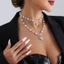 Unstop * Ngọc Trai Trái Tim Xương Đòn Dây Xích Nhiều Lớp Choker Với Mặt Dây Chuyền Tình Yêu Phụ Kiện Hợp Thời Trang