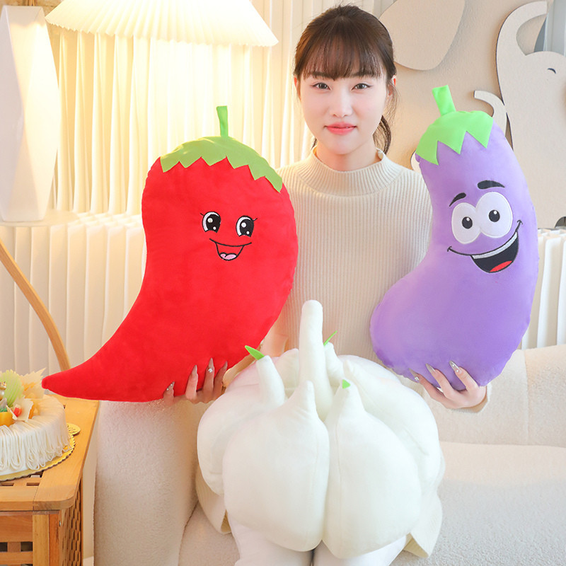 Rytanda Ớt cà tím đồ chơi sang trọng Búp bê tỏi dễ thương Gối mềm rau củ Gối ngủ Quà tặng sinh nhật cho bạn gái, Quà tặng trẻ em, Đồ trang trí nhà cửa