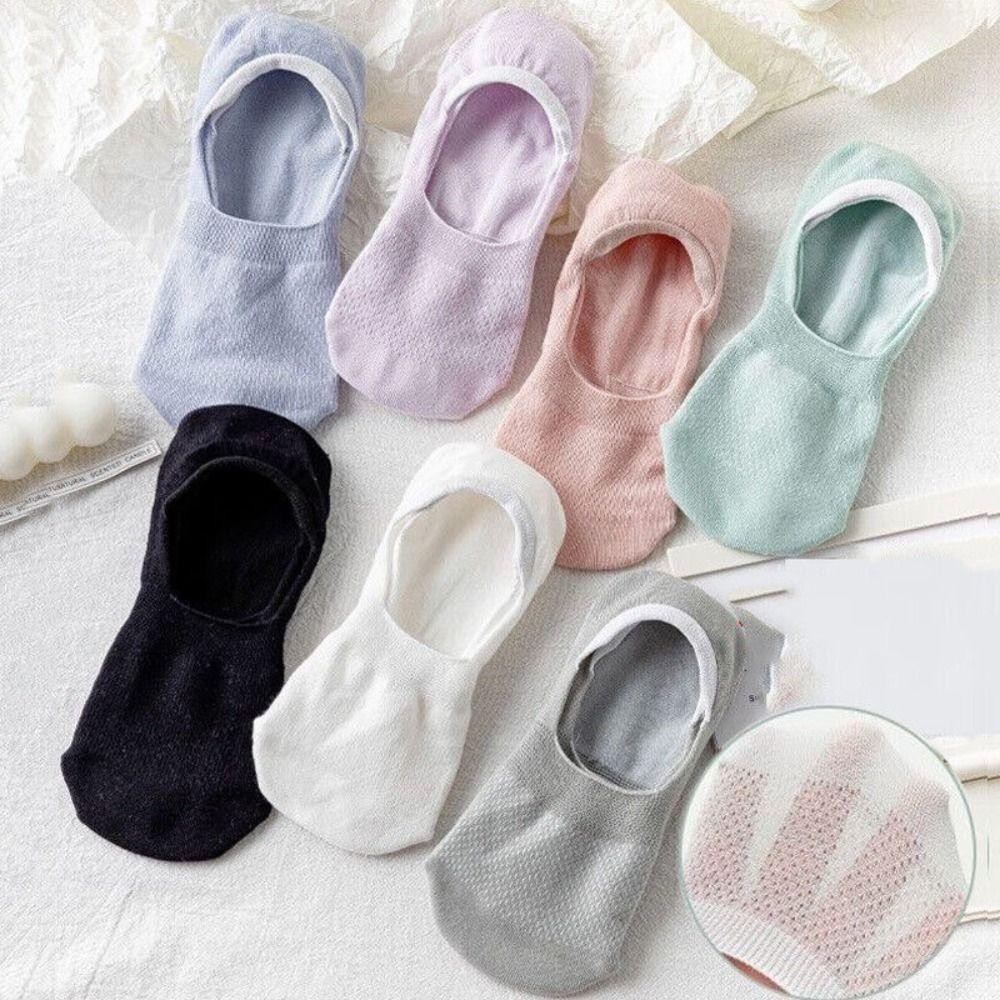 Tất vô hình HOBBYIN, Tất lưới Cotton chống trượt, Tất thuyền thoáng khí thấm mồ hôi thời trang