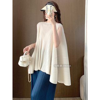 Miyake Xếp Ly Top Nữ Mùa Hè 2024 Phong Cách Mới Cao Cấp Sang Trọng Thiết Kế Niche Rời Size Lớn Áo Thun Tay Ngắn