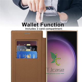 Ốp điện thoại lật bằng da kim cương từ tính cho Samsung S24 S23 Ultra S24 S23 Plus S24 S23 Vỏ ví trong suốt mạ điện pha lê