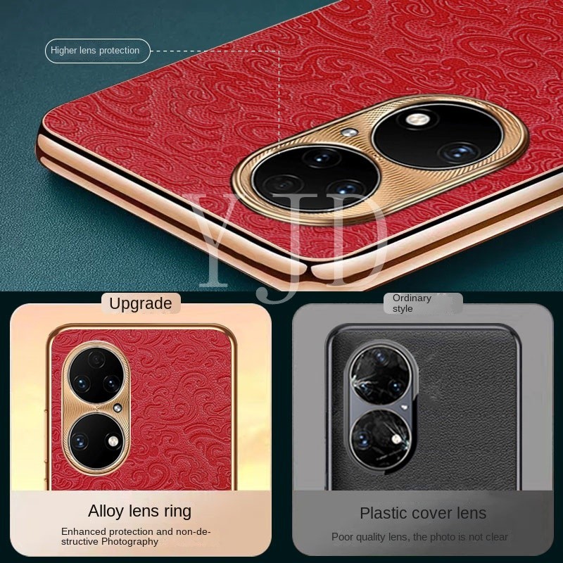 Ốp YJD Cho Huawei P50 Pro P40Pro Phiên Bản Giới Hạn Phong Cách Rồng Da Chống Sốc Ốp Lưng Điện Thoại