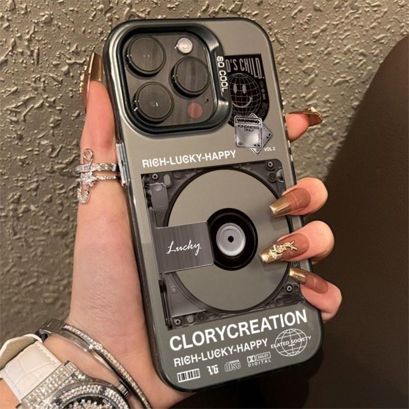 Vỏ Tương Thích Cho iPhone 11 12 13 14 15 Pro Max XR X XS 7 8 Plus Retro Record Player Mạ Matte Cover