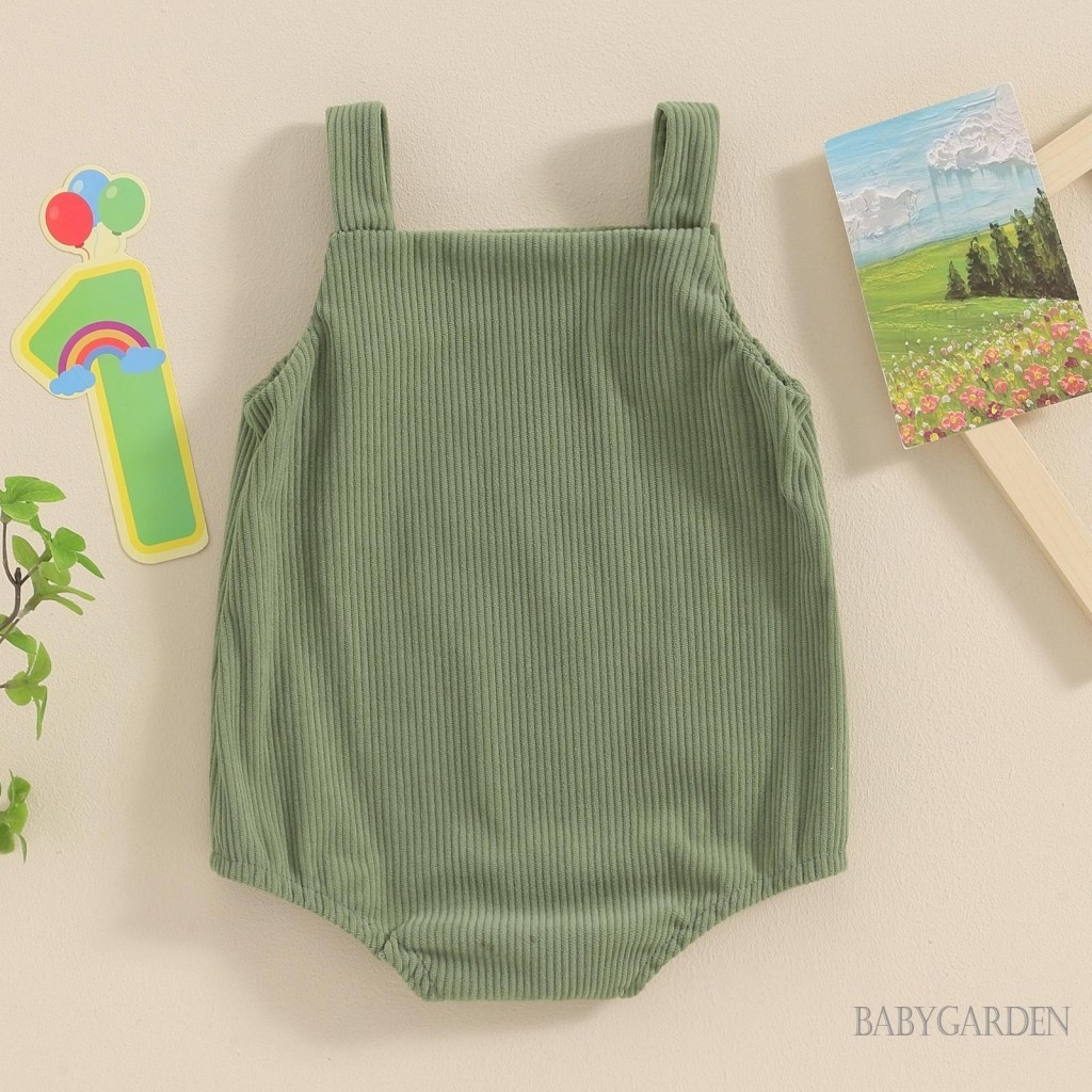Baga-baby Bé Gái Bé Trai Sinh Nhật Đầu Tiên Áo Liền Quần Không Tay Nút Đóng Chữ Body Áo Liền Quần Thường Ngày Cho