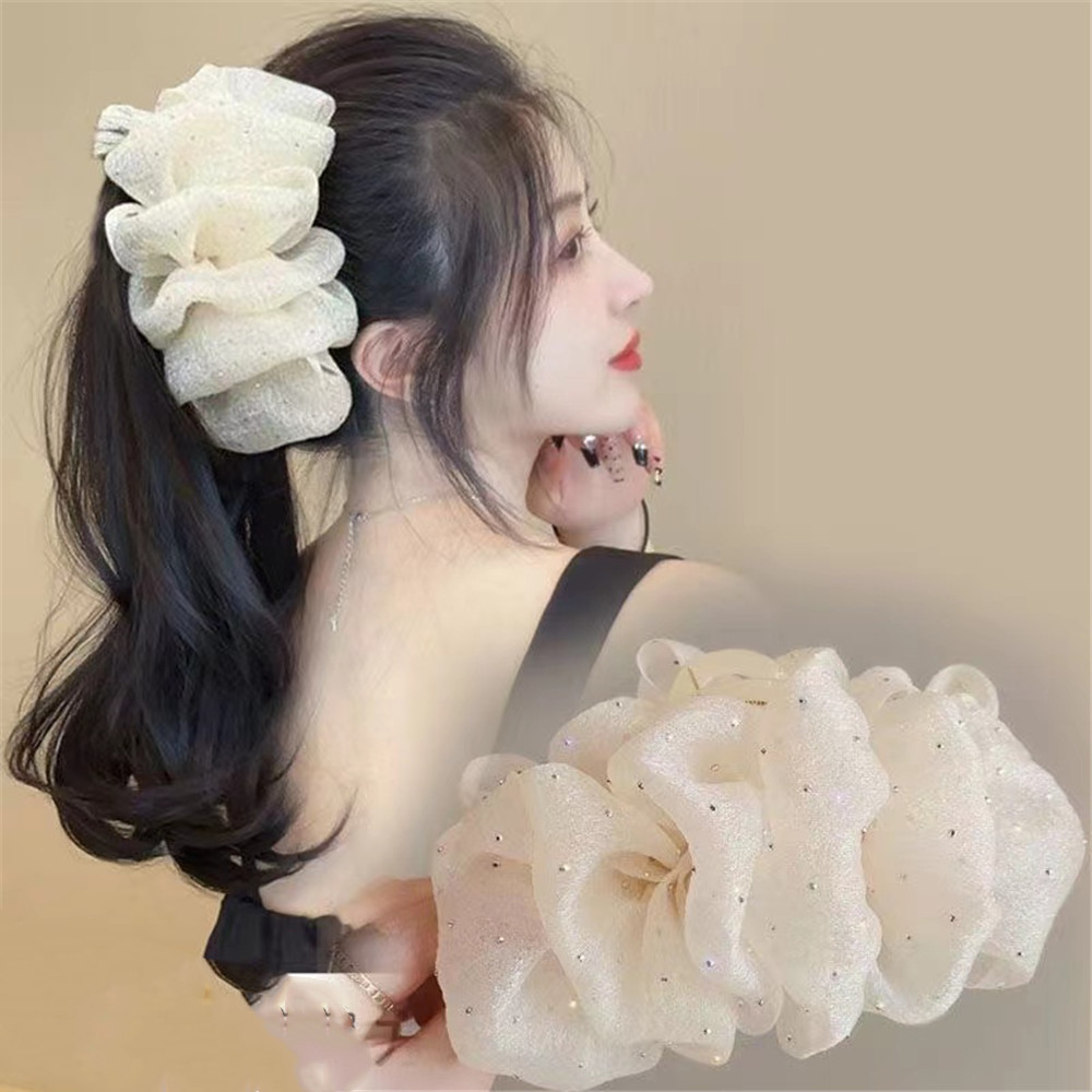 Kẹp Tóc Nơ Voan To Đám Mây Bong Bóng Cỡ Lớn Kẹp Tóc Phồng To Phong Cách Tiểu Thư ntt95