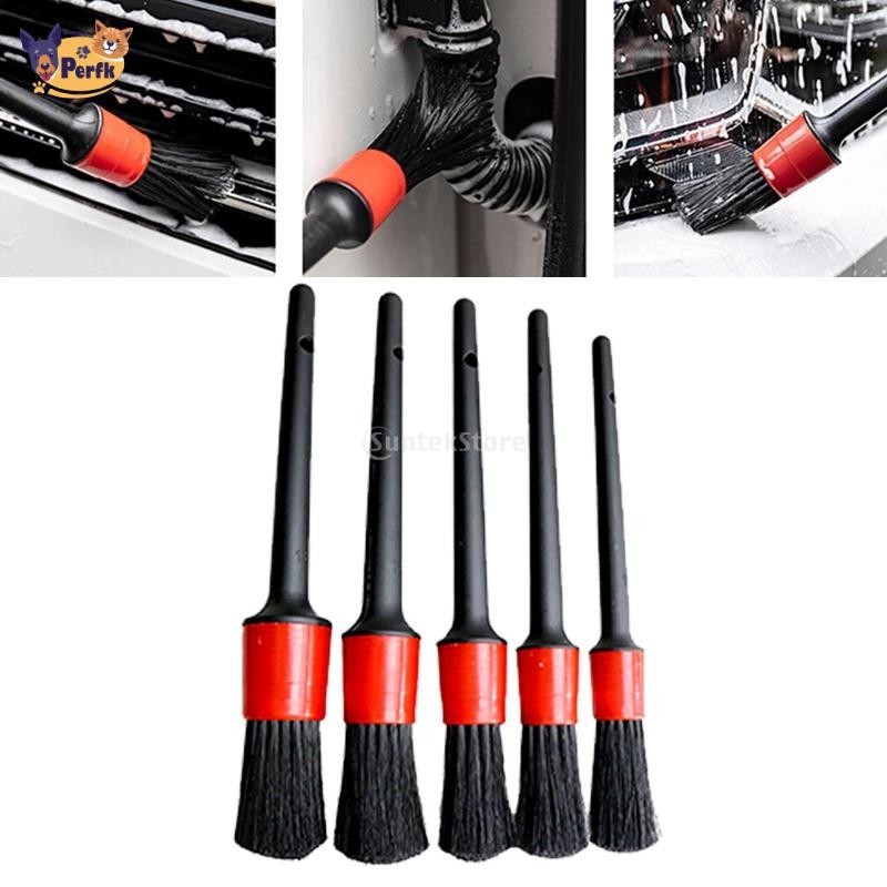 Bộ cọ chi tiết 5 kích thước bàn chải khác nhau Tay cầm ướt & để làm sạch động cơ, bảng điều khiển, bánh xe, nội thất, ô tô, xe máy
