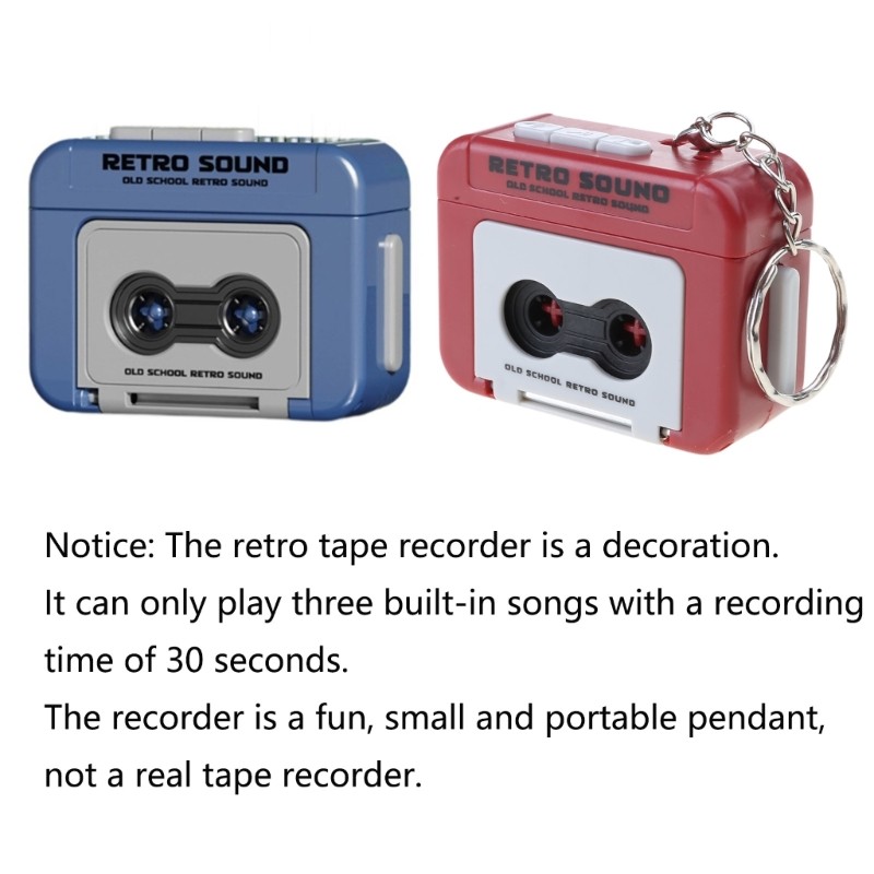 Treeling Vintage Look Mini Tape Recorders Âm Nhạc Móc Khóa Người Chơi Hoàn Hảo Cho Người Yêu Retro Giải Trí