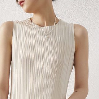 Váy xếp ly Váy dài thẳng Váy Midi không tay cổ tròn