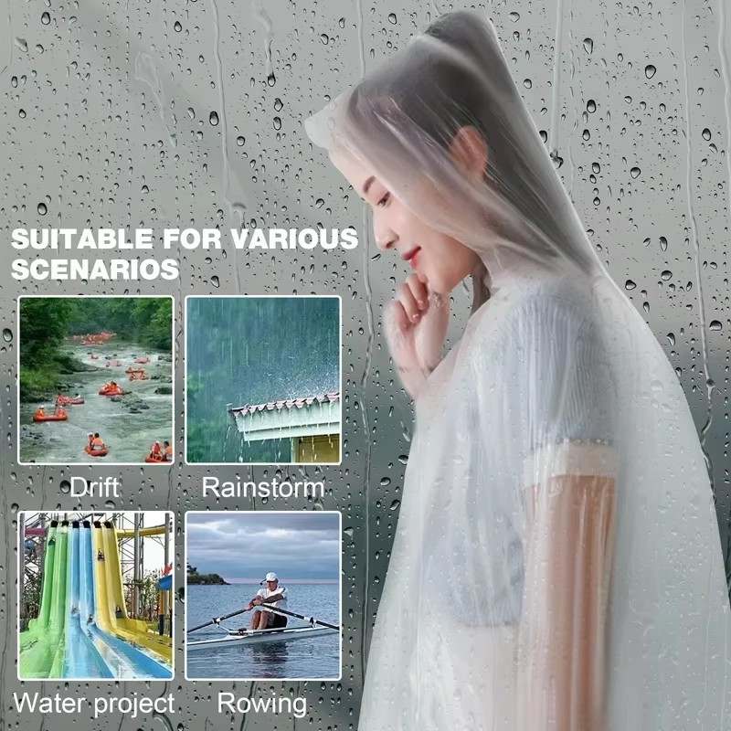 Áo Mưa Di Động Nam Nữ Ngoài Trời Áo Mưa Chống Thấm Nước Dùng Một Lần Cắm Trại Đi Bộ Đường Dài Có Mũ Trùm Đầu Ponchos
