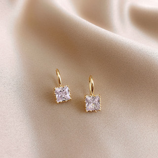 Bông tai nữ Zircon vuông nhỏ 2025 Bông tai đường vuông mới Nơi làm việc thời trang duyên dáng