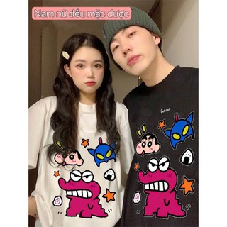 Áo phông nữ form rộng tay lỡ hoạt hình shin friend cotton đẹp