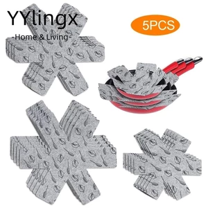 YYlingx Set 5 Tấm Lót Nồi Chảo Chống Trầy Xước Chống Dính Màu Xám Bảo Vệ Bề Mặt In Họa Tiết Dùng Trong Nhà Bếp