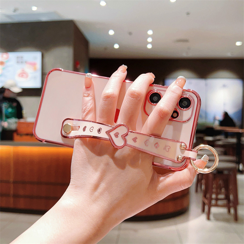 Ốp điện thoại silicon mạ cổ tay hình trái tim tình yêu cho Samsung Galaxy A15 A14 A13 5G A54 A53 A52 A34 A23 A52