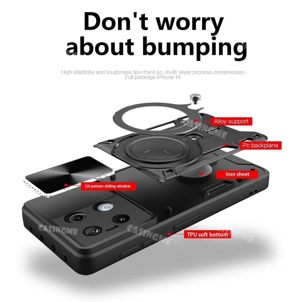 Redmi Note 13 2024 Giáp Chống Sốc Đẩy Kéo Camera Bảo Vệ Vỏ Cho Redmi Note 13 Note13 RedmiNote13 Pro 13Pro Plus + 4G 5G Ốp Lưng Xe Từ Vòng Vỏ Ốp lưng