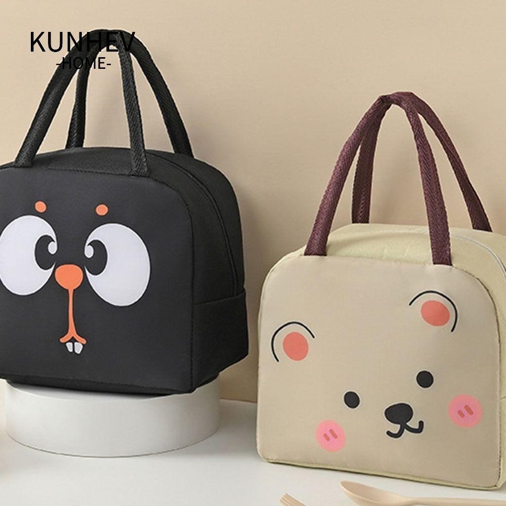 KUNHEV Túi đựng đồ ăn trưa hoạt hình, Túi giữ nhiệt cách nhiệt Túi đựng hộp cơm trưa bằng vải tiện lợi Phụ kiện hộp cơm trưa Tote di động làm mát nhỏ