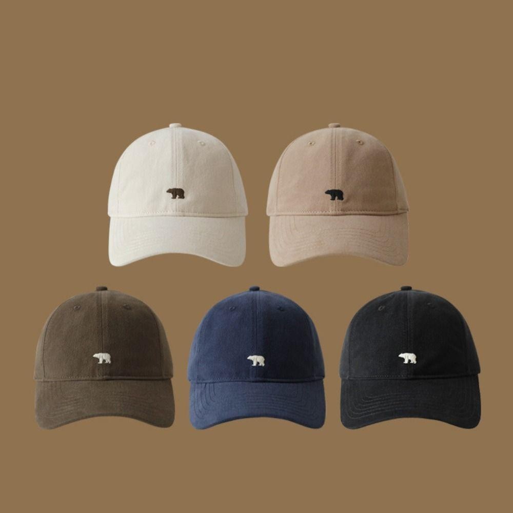 Mũ bóng chày CPINCP thêu gấu Bắc Cực, vành rộng hip-hop, chất liệu cotton đơn sắc, phù hợp unisex
