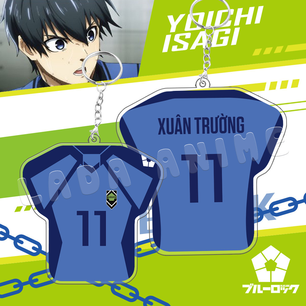 Móc Khóa Acrylic Anime Bóng Đá BLUELOCK Thay Tên Trên Áo Theo Yêu Cầu, Móc Khóa Mica BLUE LOCK In 2 Mặt Lada Anime