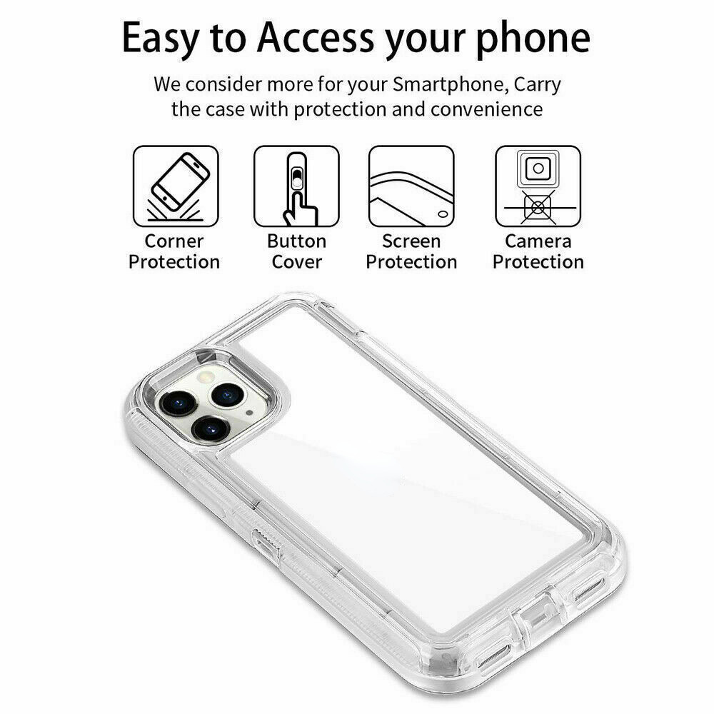 Ốp Điện Thoại Dày 3 Trong 1 Cho IPhone 15 14 Pro Max 13 12 11 Pro Max XS XR XA Max 6 7 8 Plus Trong Suốt Bảo Vệ Giáp Chống Sốc Vỏ Điện Thoại Trơn Bóng