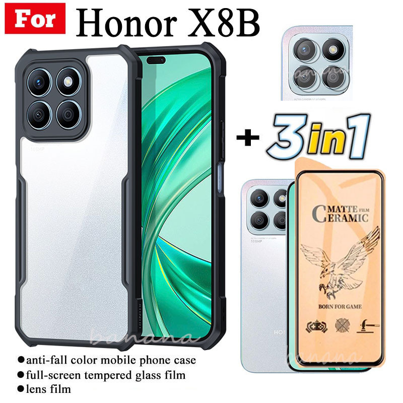 Ốp điện thoại chống sốc 3 trong 1 Honor X8B cho Honor X8 B X 8B Phim mờ bằng gốm + Phim ống kính máy ảnh