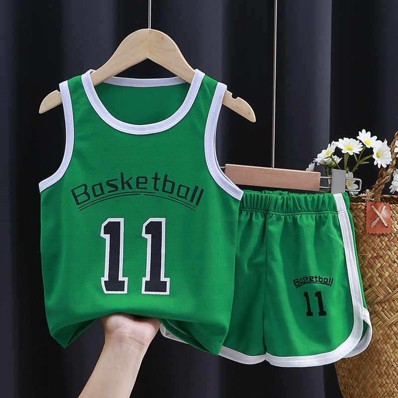 Mới Trẻ Em Jersey Phù Hợp Với 90-160 Kích Thước Bé Trai Tay Ngắn Phù Hợp Với Thể Thao Bóng Rổ Jersey Mùa Hè Áo Vest Quần Short B8DA