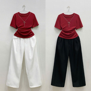 Set đồ bigsize nữ áo thun gân tăm kèm quần dài ống suông cotton lạnh thời trang xinh cho các chuppy SET961