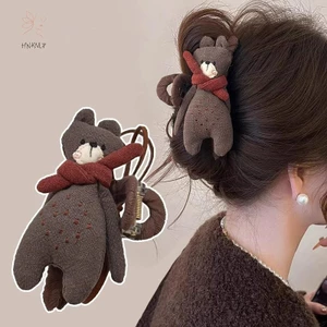 HNKMP Hoạt Hình Dễ Thương Nơ Vuốt Tóc Cho Nữ Ngọt Ngào Trang Trí Tóc Dài Dày Giữ Móng Vuốt Kẹp Phụ Kiện Tóc Thời Trang.