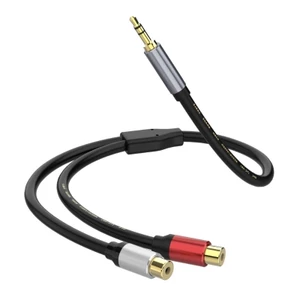 Cáp Yoo 3 5mm Auxs sang 2RCA 3 Cáp âm thanh 5mm đến 2RCA cho âm thanh trung thực trong hệ thống âm thanh và giải trí gia đình