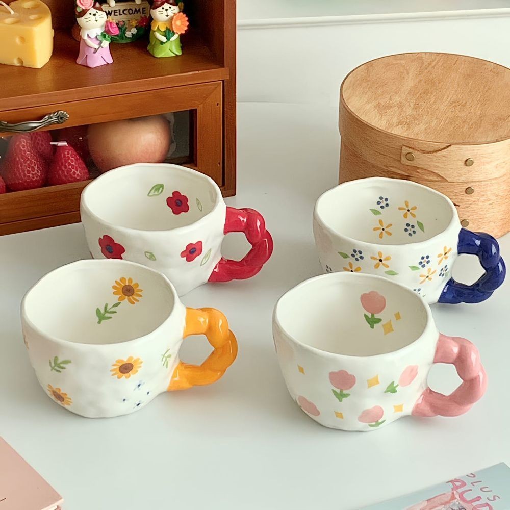 Phong Cách Hàn Quốc ins Phong Cách Vẽ Tay Underglaze Màu Gốm Cốc Nước Dễ Thương Cốc Ăn Sáng Cốc Sữa Cốc Cà Phê
