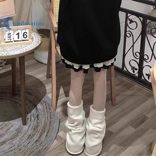 Kudosation 1 Cặp Dễ Thương Gothic Ấm Hơn Tất loe Thu Đông Bắp Chân Gaiter Phong Cách Ấm Chân Hoạt Hình Màu Trơn Ống Dài Chân Ấm Hơn