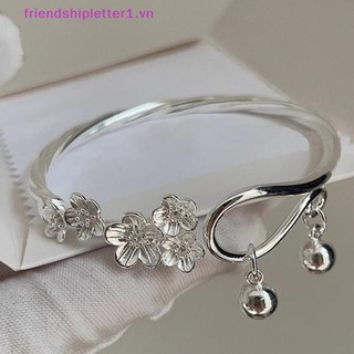 {FH Fashion} Vòng tay hoa mận mới Phong cách Trung Quốc Vòng tay màu bạc cổ điển dành cho nữ Vòng tay mở vòng tay trang sức.