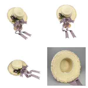 PCF * Vintage Christening Mũ Phong Cách Pháp Mũ Chống Nắng Cho Nữ Thoáng Khí Mùa Hè Rơm Mũ Chống Nắng Chụp Ảnh Mũ Đội Đầu Đi Biển