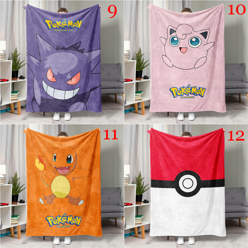 Hoạt Hình Dễ Thương Pokemon Pikachu Flannel Chăn Một Mặt In Flannel Chăn Squirtle & Bulbasaur & Charmander Chăn Món Quà Tốt Nhất Cho Người