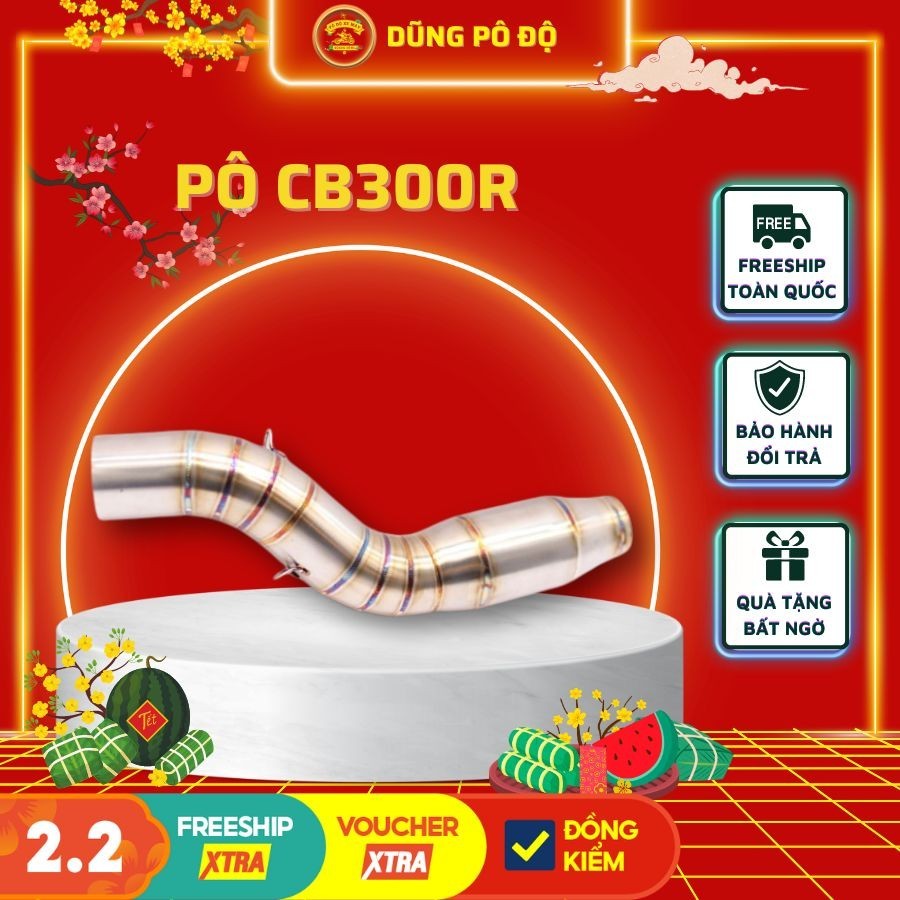Cổ pô CB300R inox 304 bầu hơi màng lọc tổ ong | Shopee Việt Nam