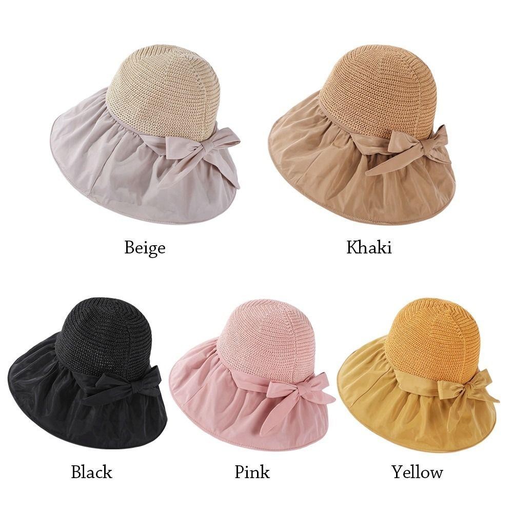 Mũ chống nắng HOBBYIN, Mũ xô vành rộng chống tia cực tím, Mũ che nắng có thể gập lại thoáng khí mùa hè