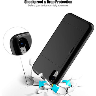 Dành Cho iphone X / Xs Max / XR Ốp Lưng Ví Đựng Thẻ ID Khe Cắm Cửa Trượt Túi Ẩn Chống Trầy Xước Hai Lớp Bảo Vệ Vỏ Cứng TPU Ốp Lưng