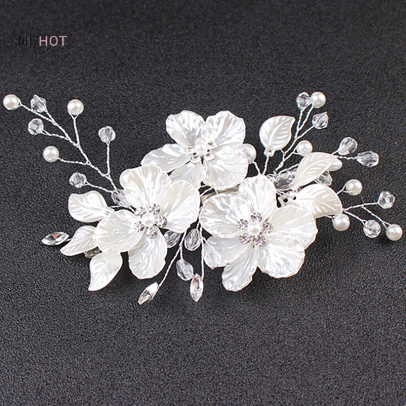 Julyhot Cô Dâu Pha Lê Ngọc Trai Hoa Tóc Trang Sức Tóc Cưới Phụ Kiện Tóc Massivedeals