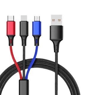 Cáp sạc cáp dữ liệu ba trong một Sạc nhanh một cho ba loại Thích hợp cho tất cả các loại điện thoại thông minh và máy tính bảng Cáp bện Nylon