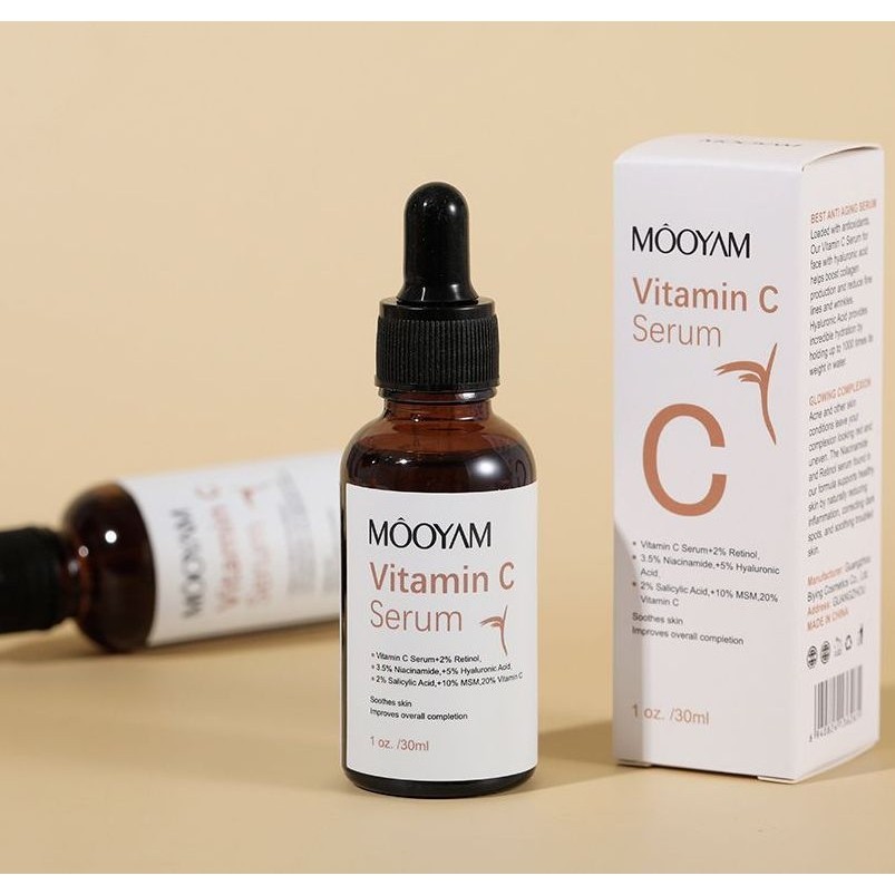 Serum Vitamin C MOOYAM Hết Sạm Đốm Da, Trắng Da, Chống Lão Hóa Làm Mờ Nếp Nhăn Giúp Da Đàn Hồi 30ml
