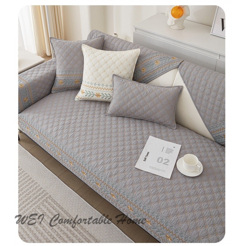 Đệm sofa kết hợp hình chữ L cho người 123, bọc chống trượt mẫu mới, đệm thông dụng bốn mùa, đệm tươi mới đơn giản, khăn phủ vải