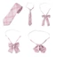 Cà vạt pre-tied cổ nơ hồng caro, điều chỉnh được, phong cách Nhật Bản dành cho sinh viên